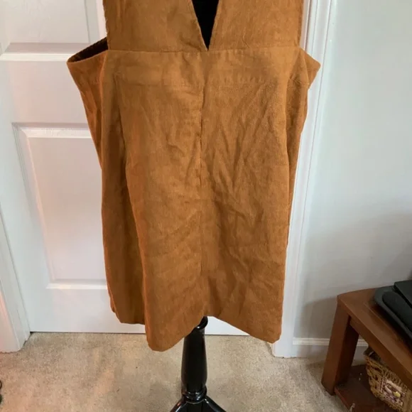 Brown Corduroy Pinafore Retro Boho Jumper Dress Plus Size 4X - Picture 7 of 9